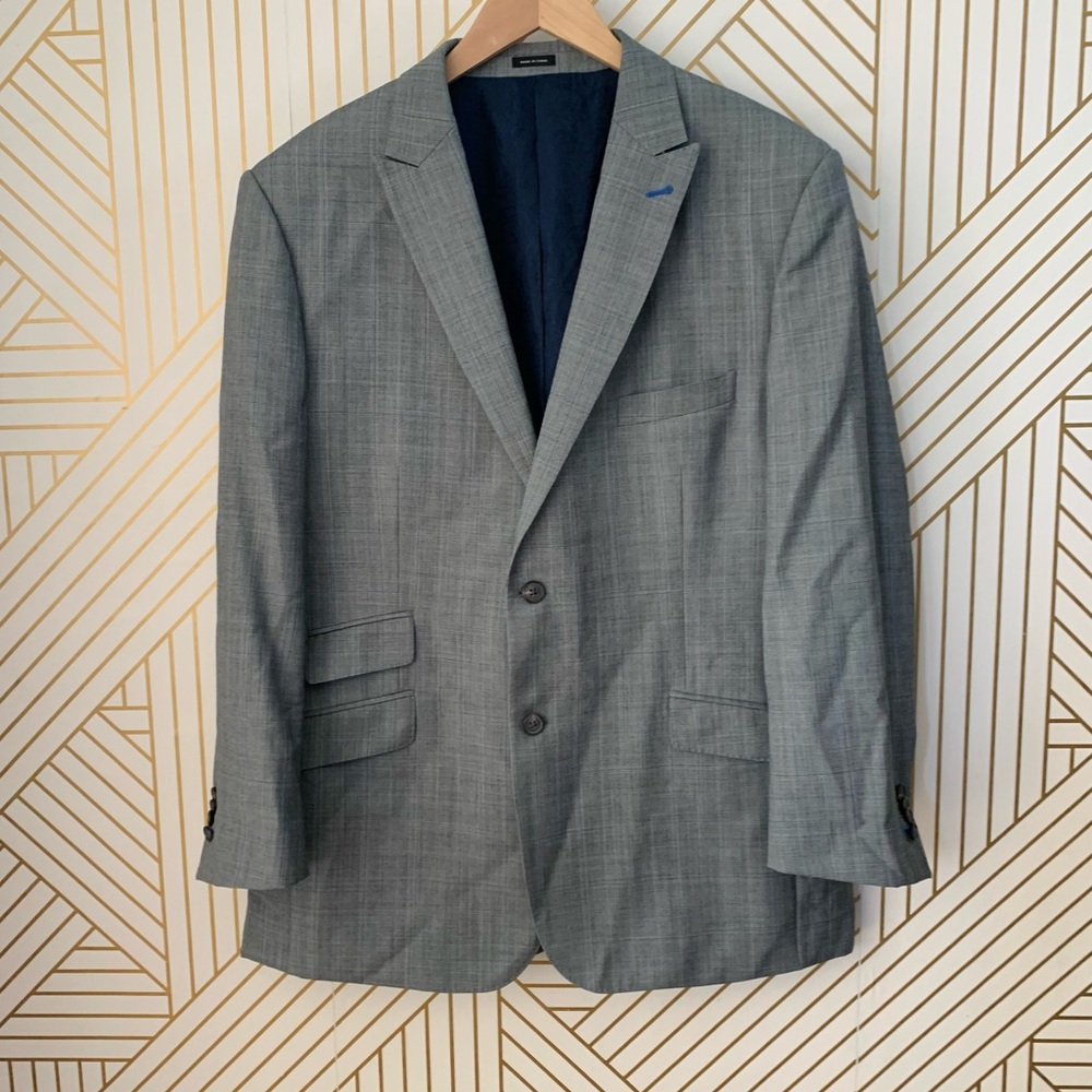 Joseph Abboud 100% wool woven sublte plaid Blazer 46R 2 button front sports coat